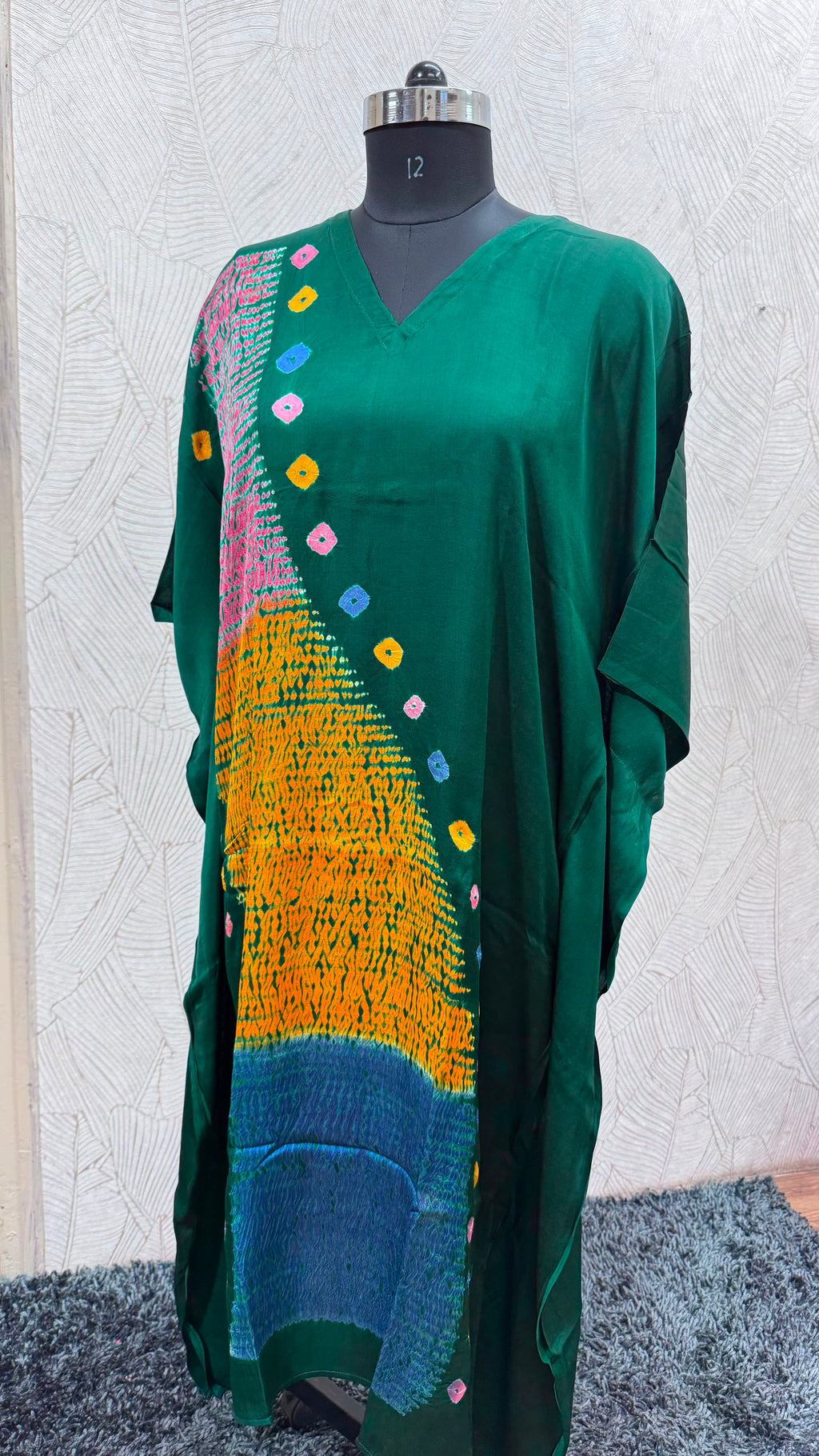 Multi Shibori V-neck Kaftan