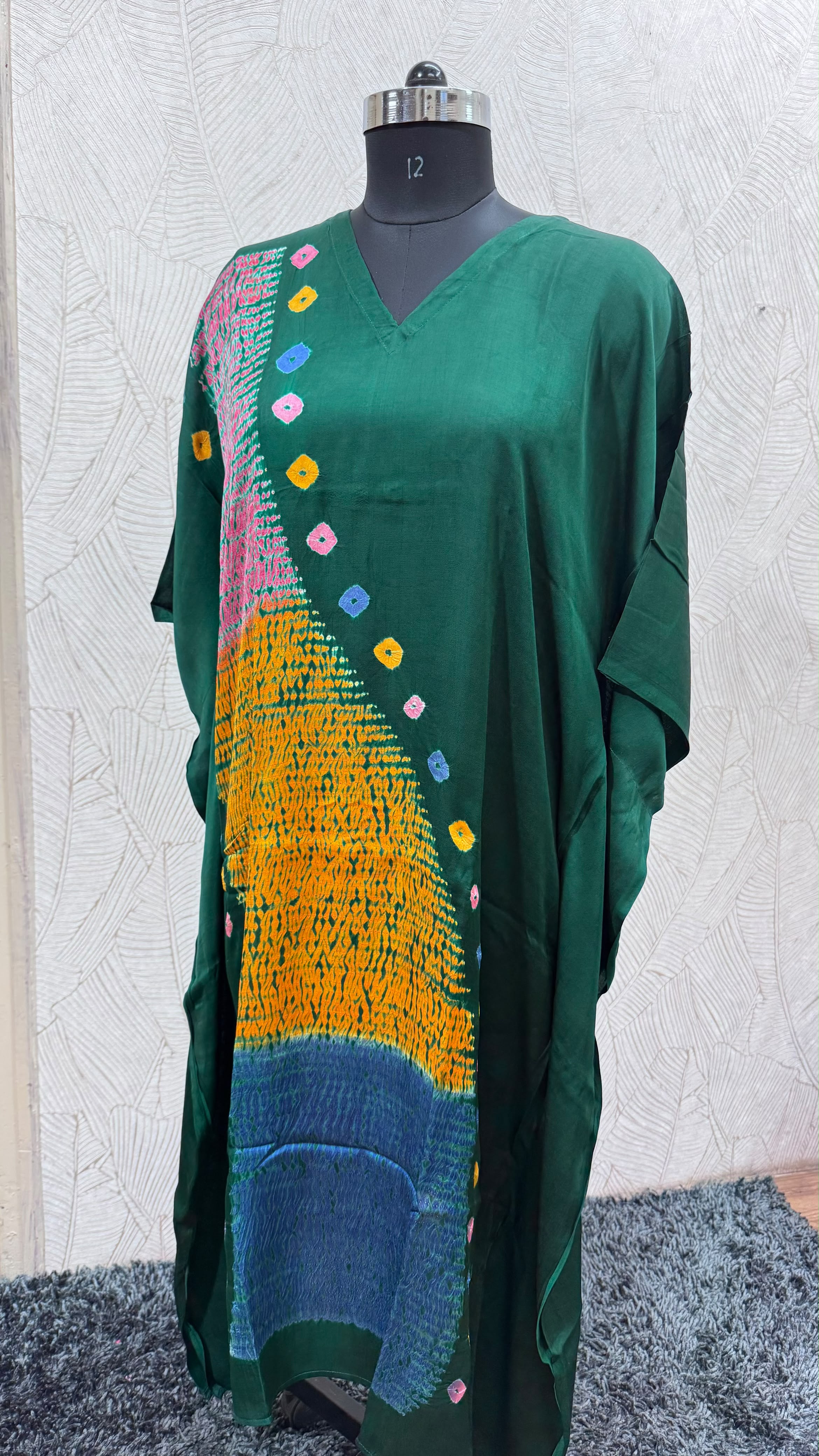 Multi Shibori V-neck Kaftan