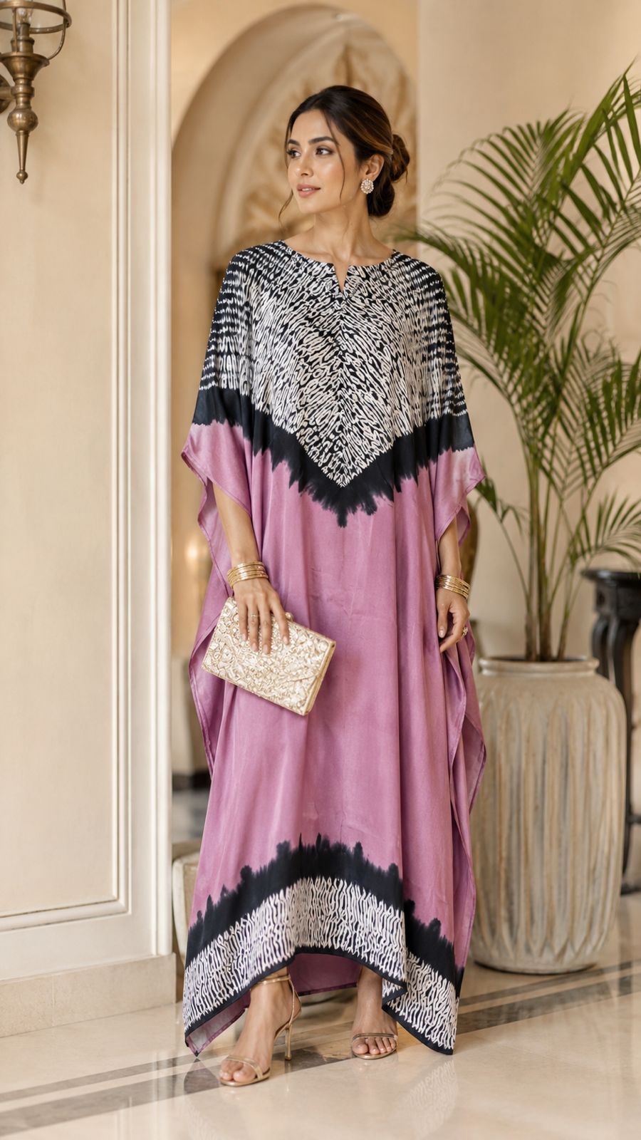 Single Shade Pure Modal Silk Stitched Shibori