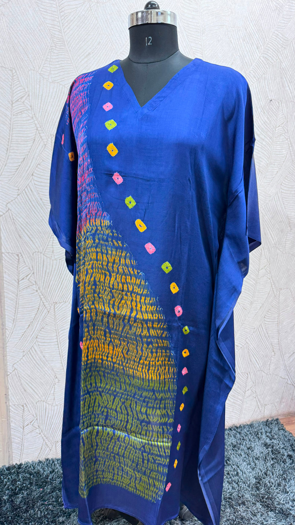 Multi Shibori V-neck Kaftan