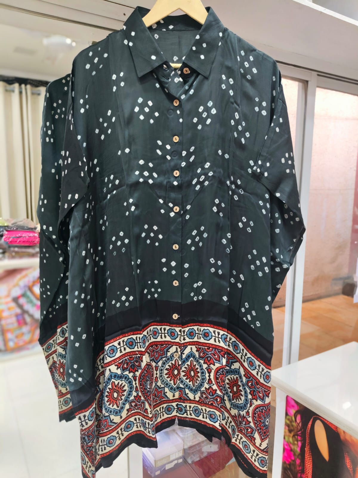 Bandhej×Ajrakh Kaftan Shirt