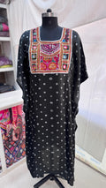 Modal Silk Bandhej Vintage patch Kaftan