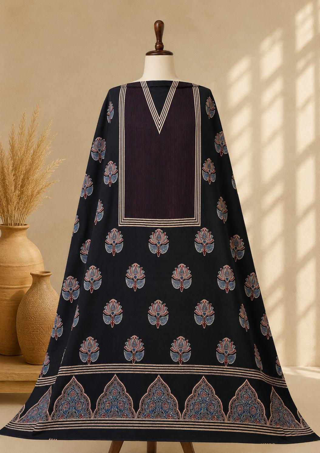 Pure Cotton Unstitched Top Fabric