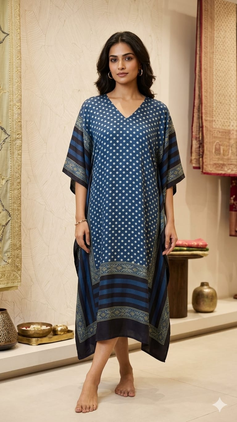 Pure Modal Silk V neck Kaftan