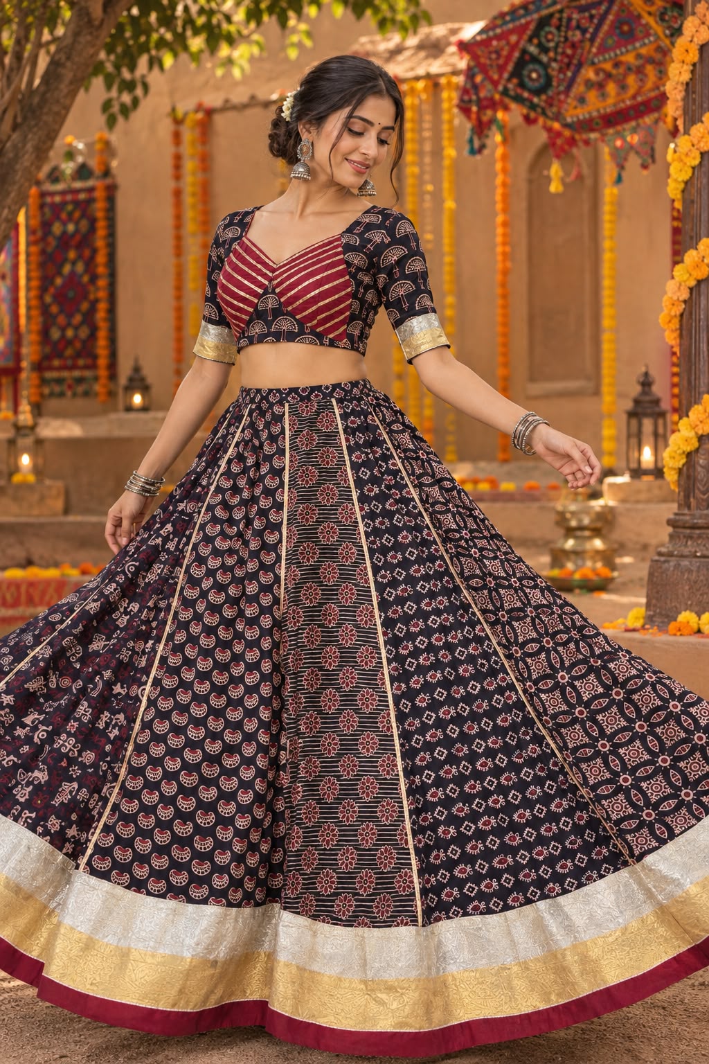 Ajrakh Cotton Chaniyacholi