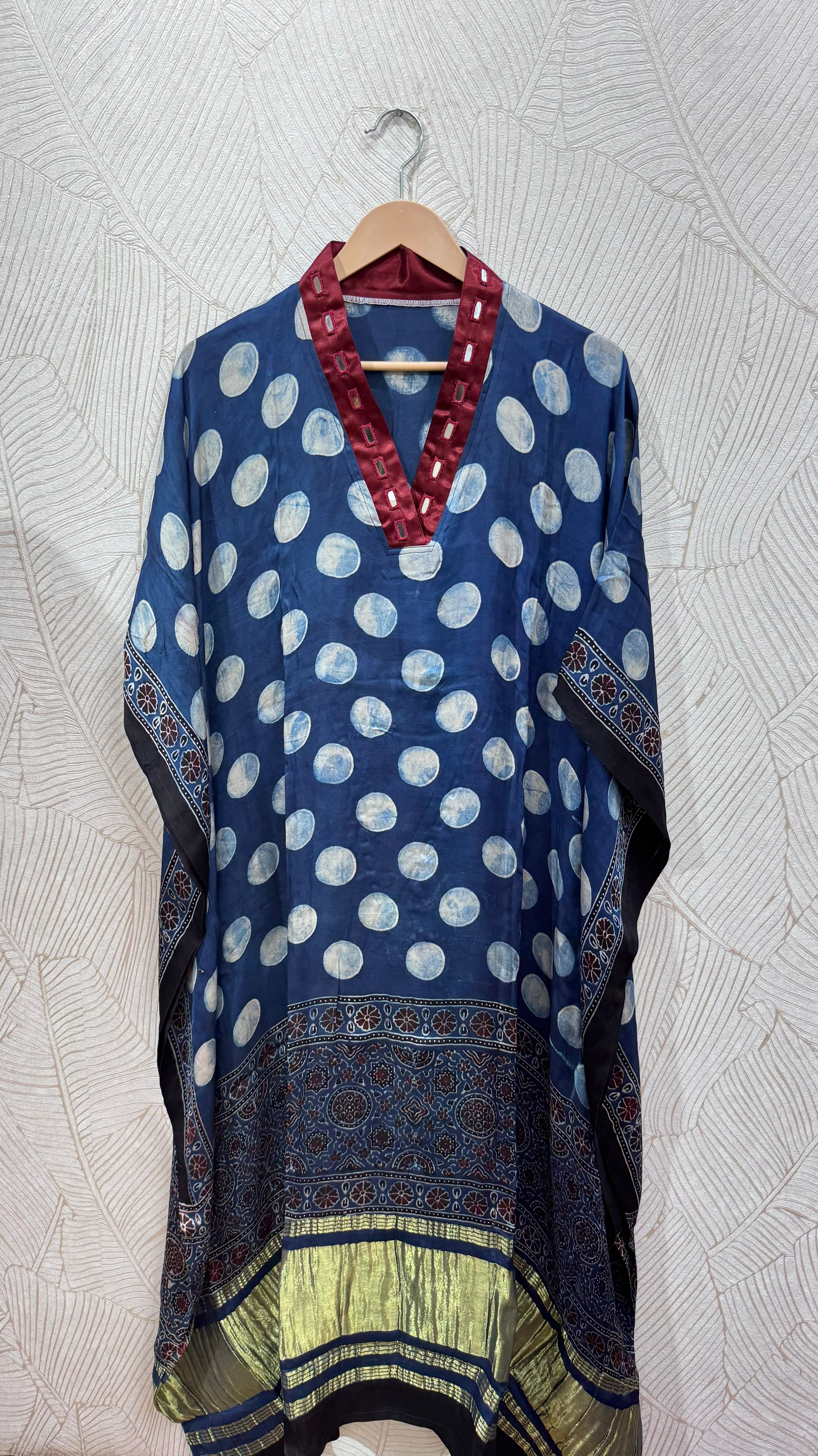Modal Silk V-neck Kaftan Tissue border