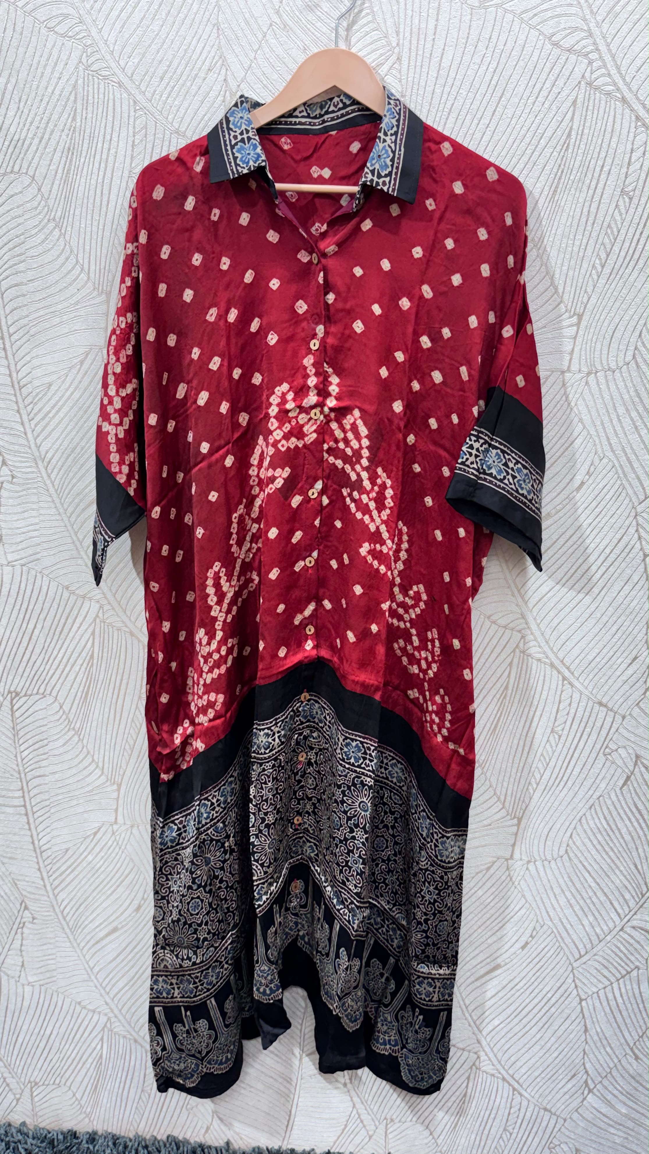 Bandhej×Ajrakh Long Shirt Kaftan