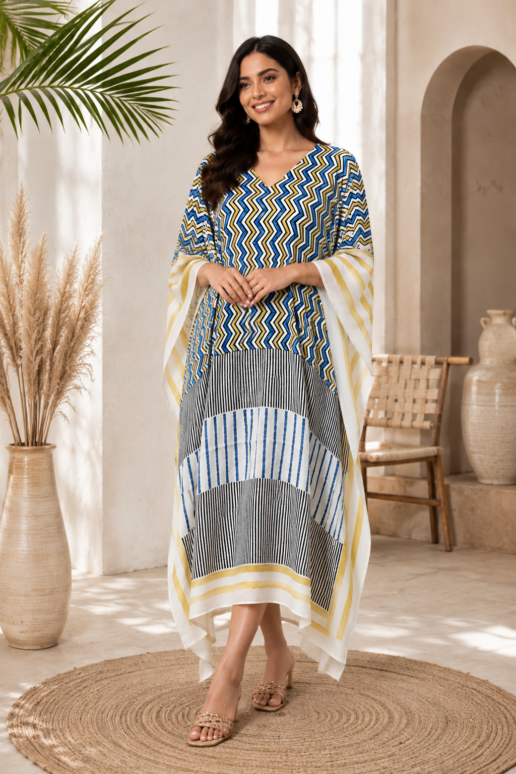 Pure Modal Silk V neck Kaftan
