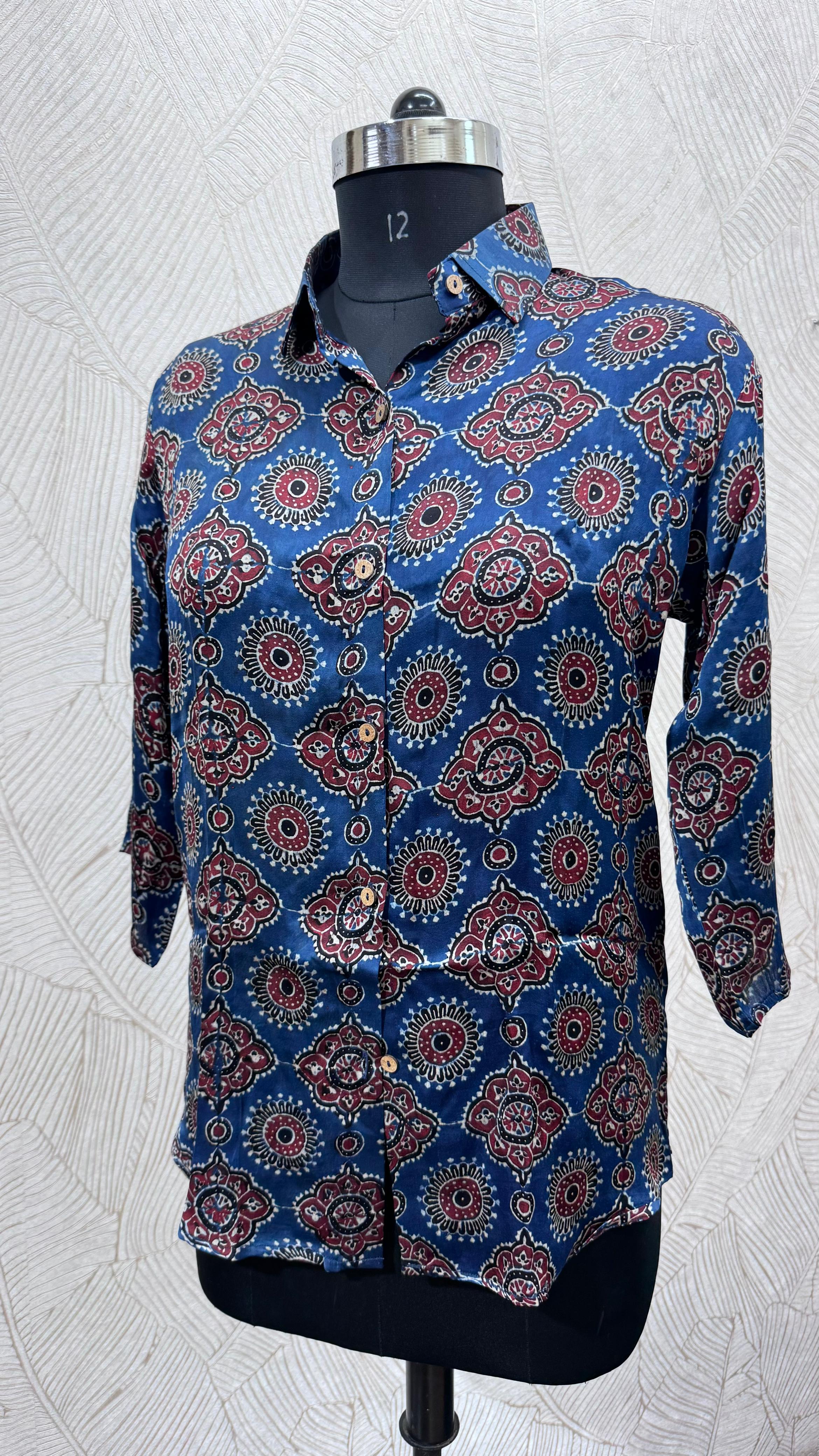Pure Modal Silk Ajrakh Shirt