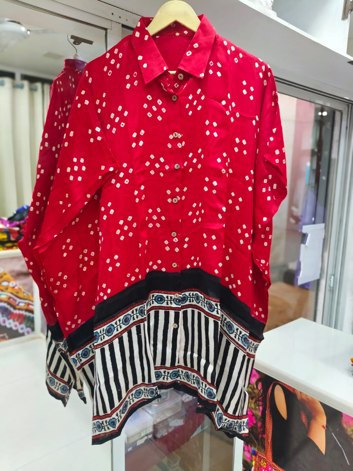 Bandhej×Ajrakh Kaftan Shirt