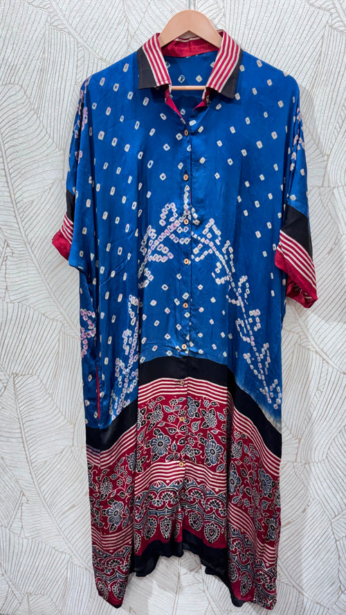 Bandhej×Ajrakh Long Shirt Kaftan