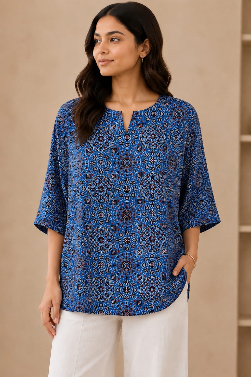 Pure modal silk oversized Tunic-Top by Kutch Poshak