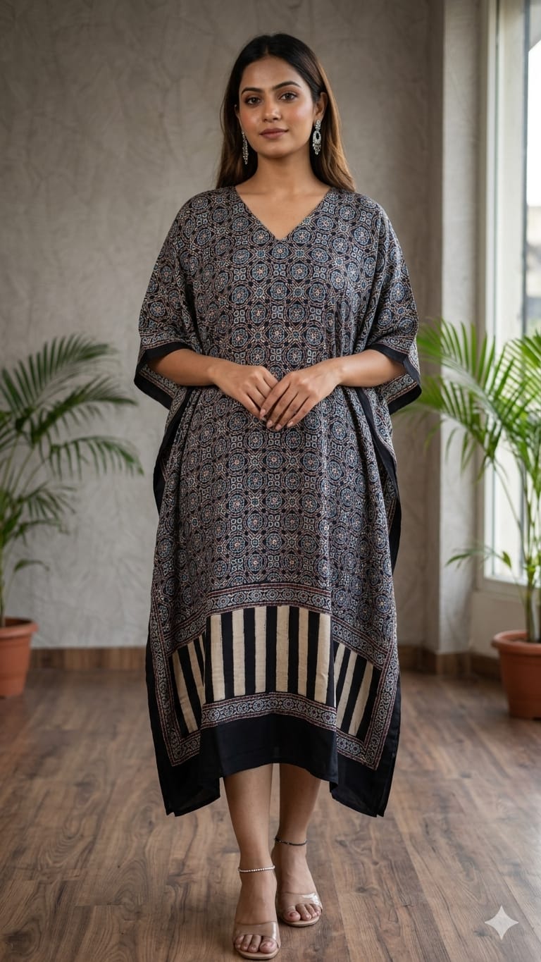 Pure Modal Silk V neck Kaftan