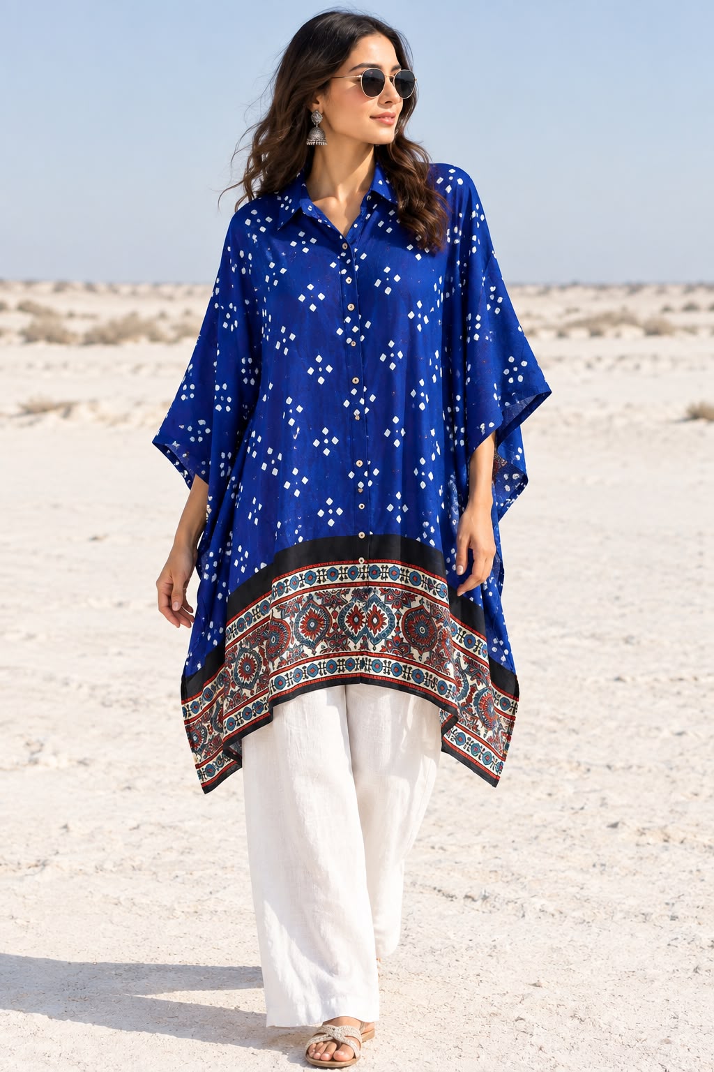 Bandhej×Ajrakh Kaftan Shirt