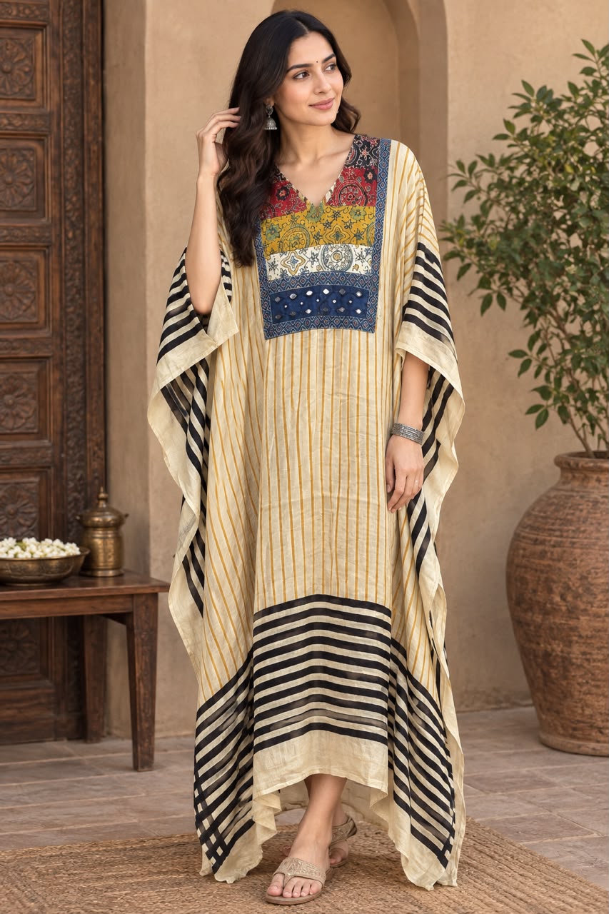 Pure Modal Silk V neck Kaftan