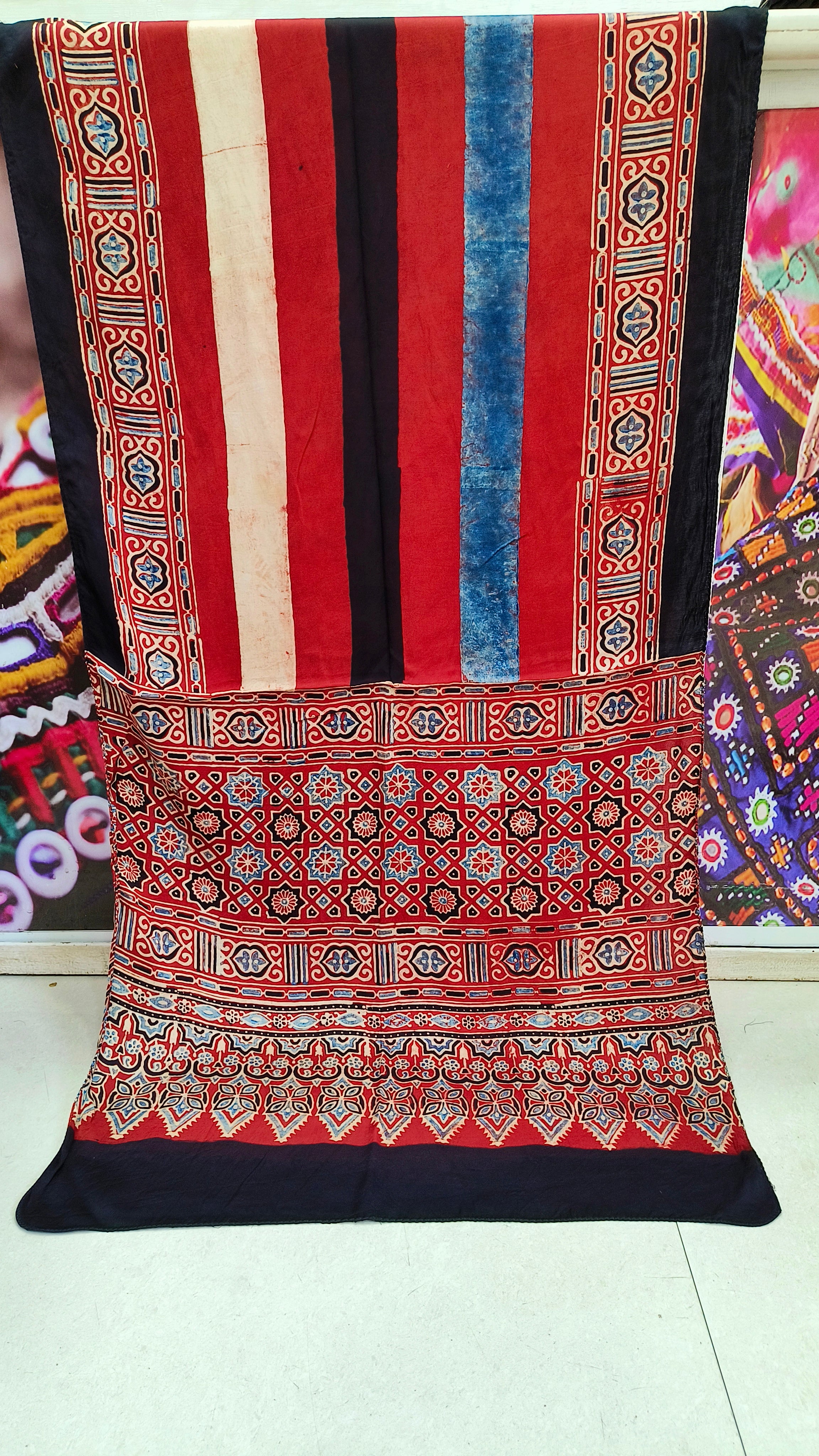 Pure Modal Silk Ajrakh Stole by Kutch Poshak