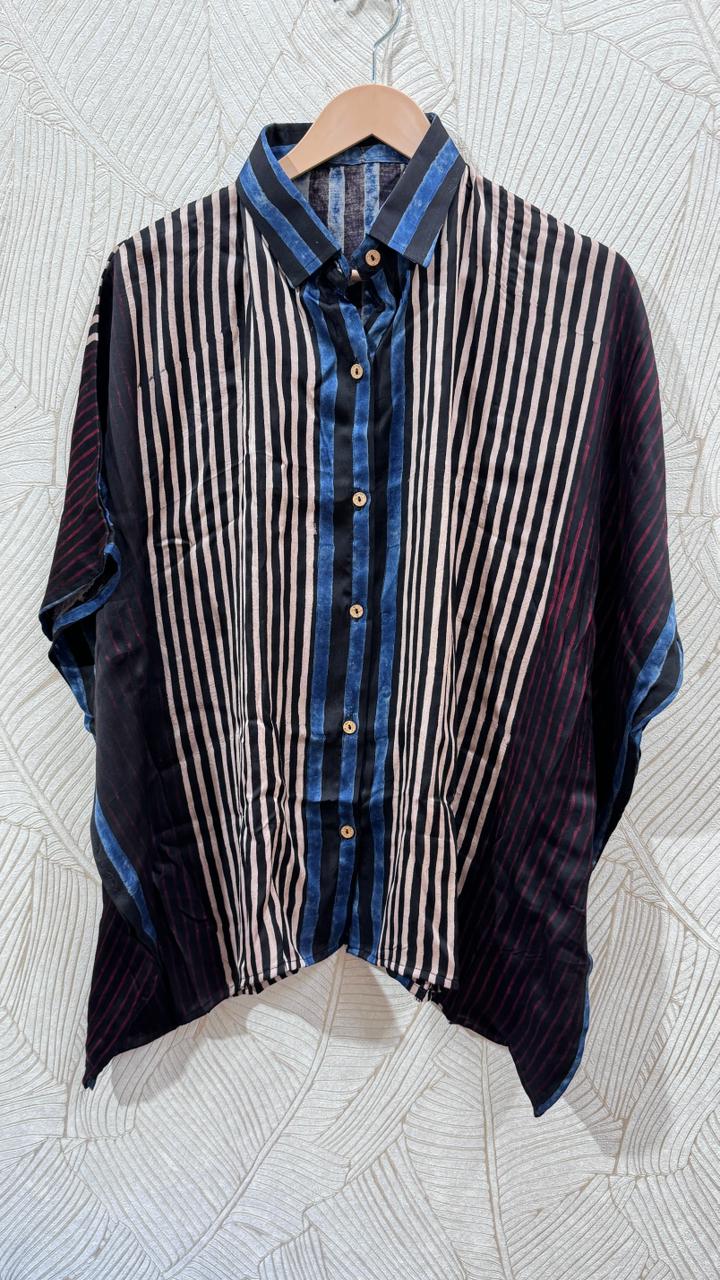 Close up of Premium modal Silk kaftan shirt - Kutch Poshak