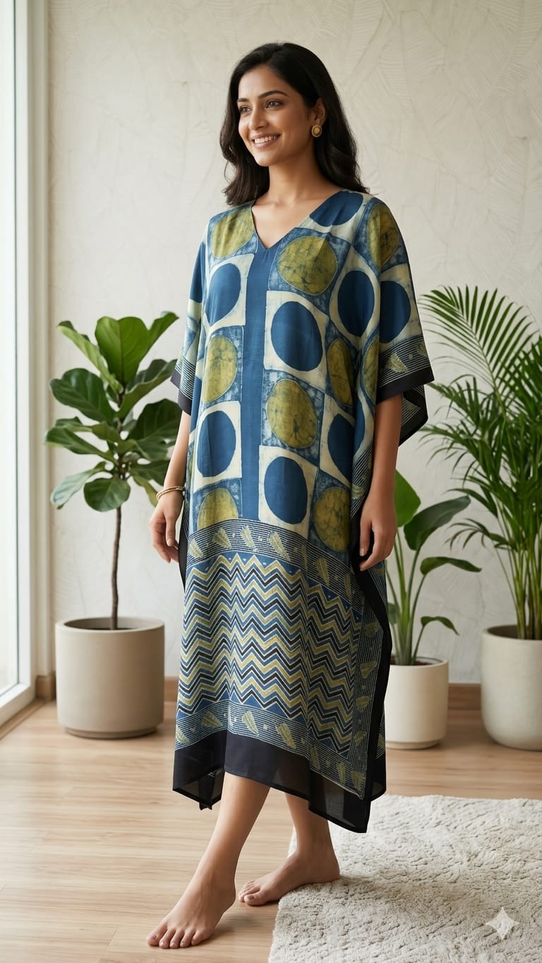 Pure Modal Silk V neck Kaftan