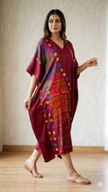 Multi Shibori V-neck Kaftan