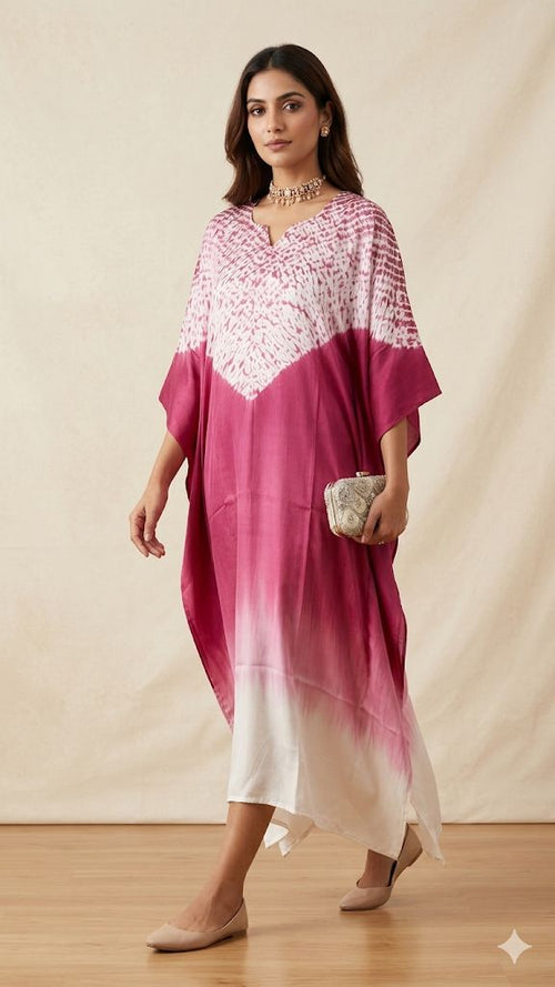 Dual Shade Pure Modal Silk Stitched Shibori