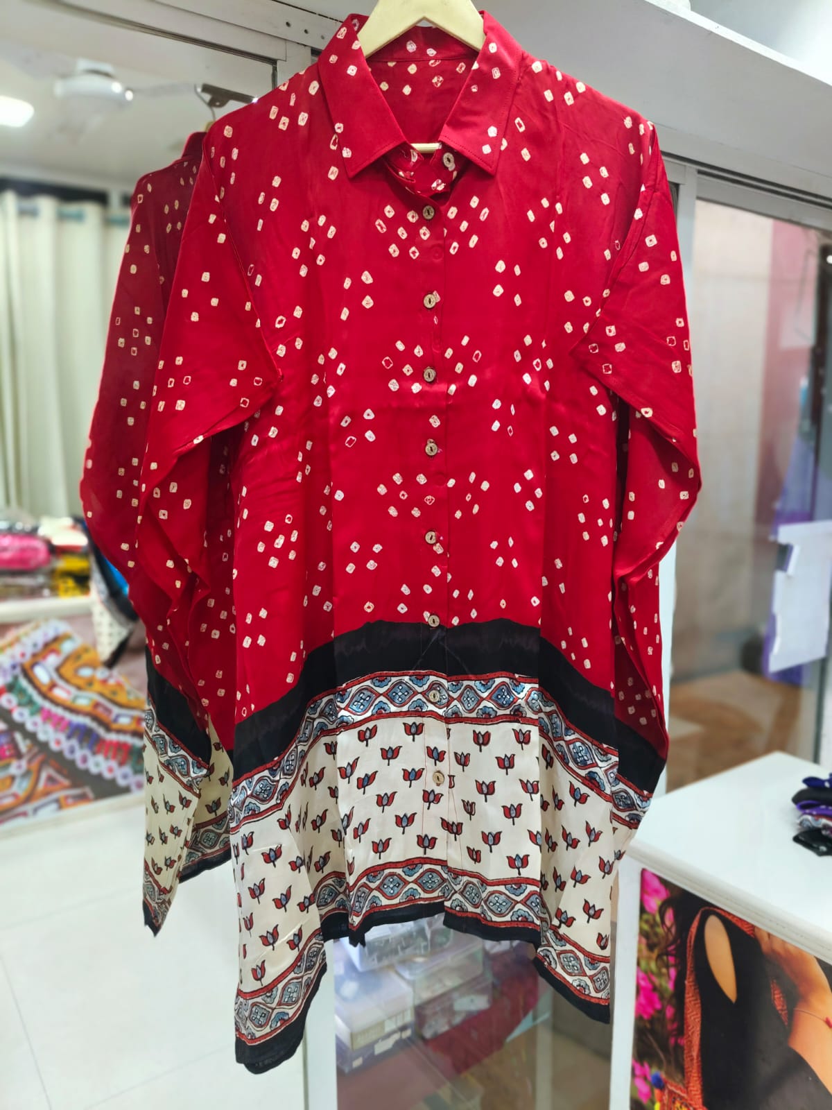 Bandhej×Ajrakh Kaftan Shirt