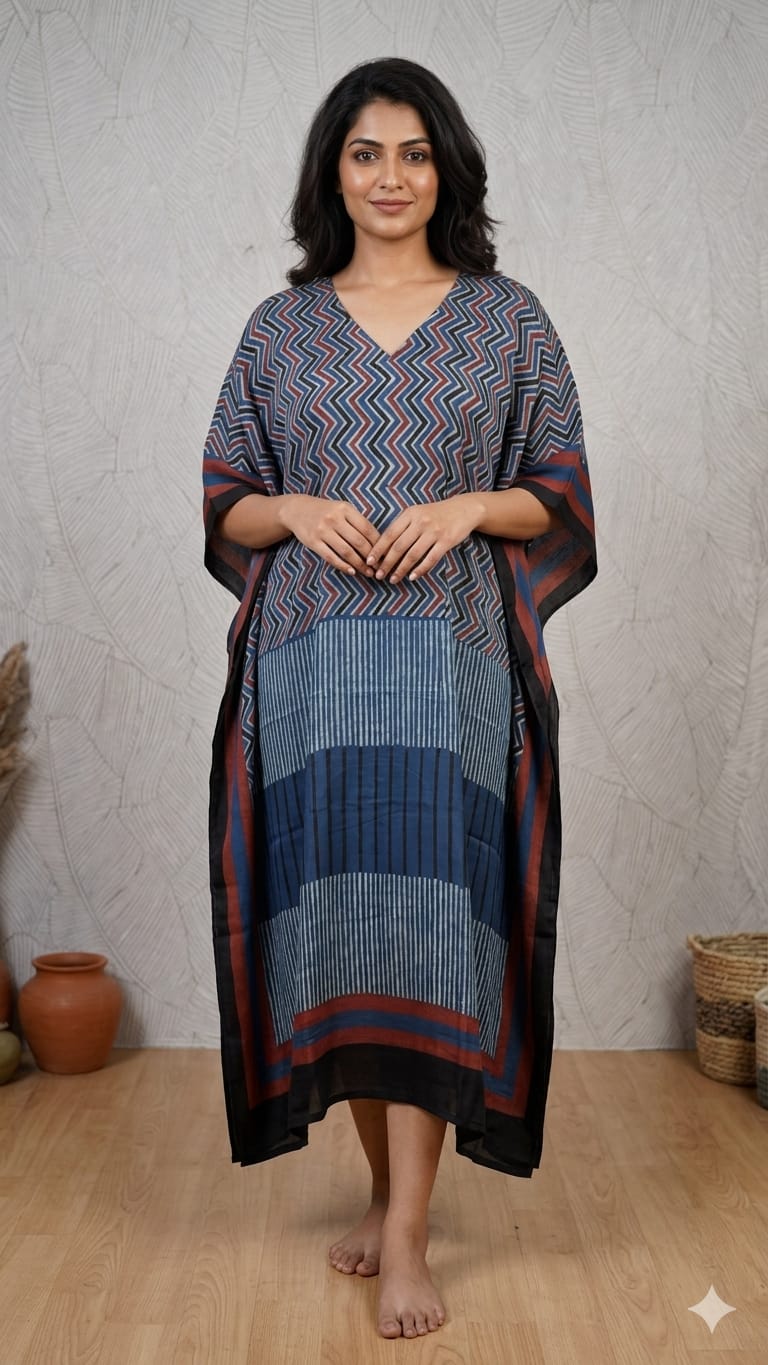 Pure Modal Silk V neck Kaftan