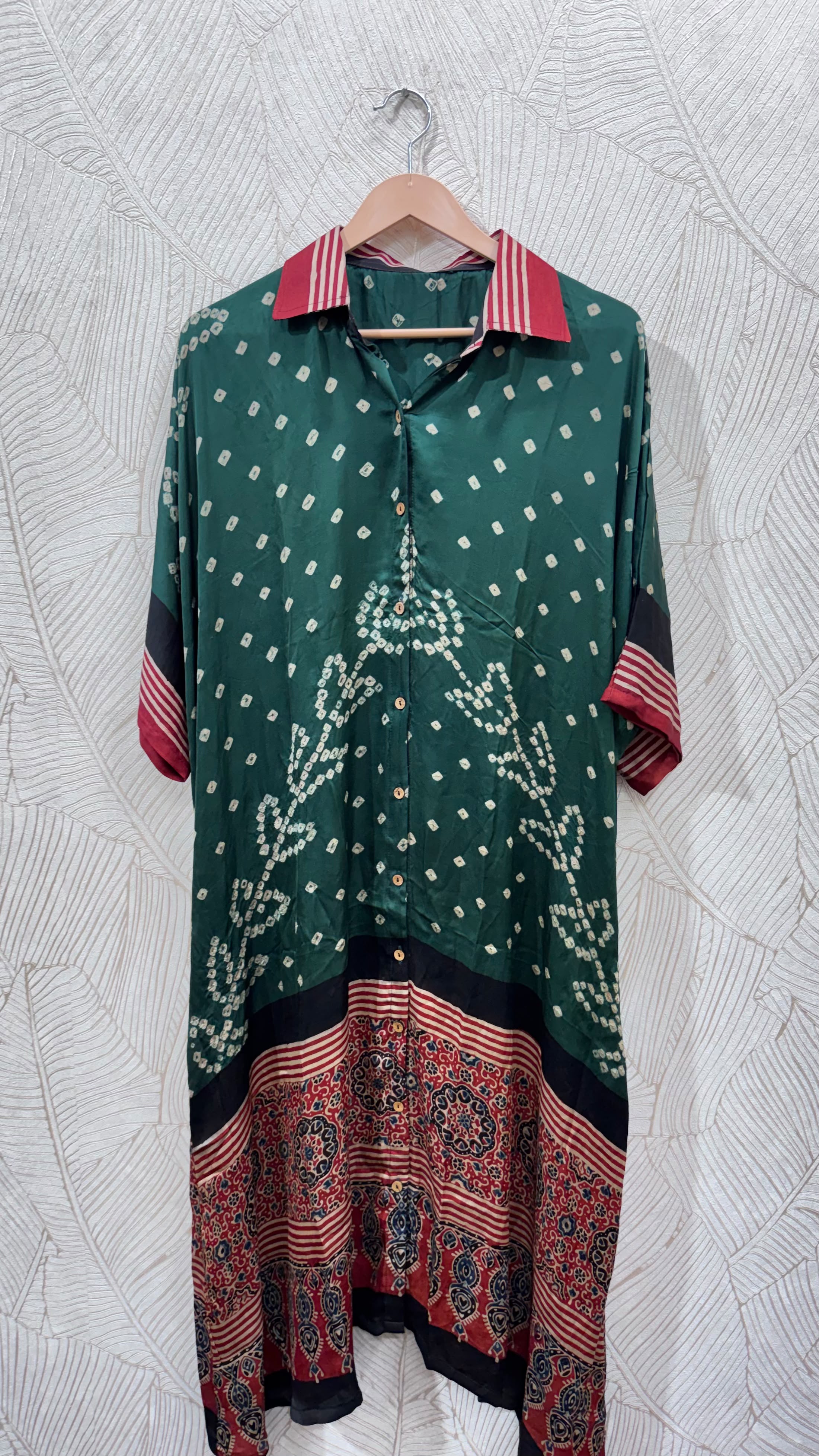Bandhej×Ajrakh Long Shirt Kaftan