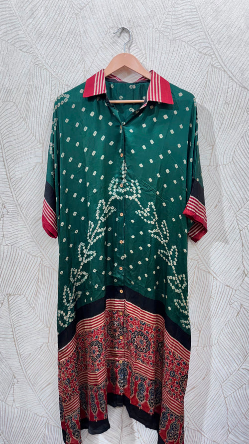 Bandhej×Ajrakh Long Shirt Kaftan