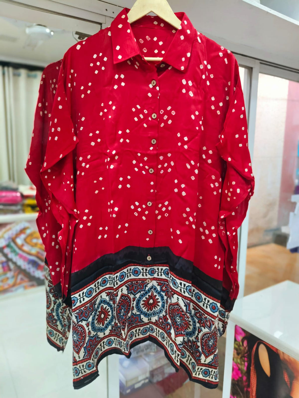 Bandhej×Ajrakh Kaftan Shirt