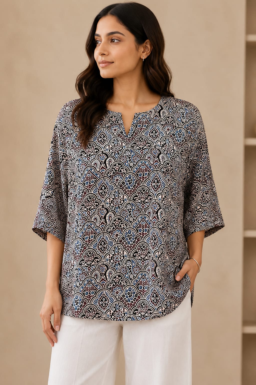 Pure modal silk oversized Tunic-Top by Kutch Poshak