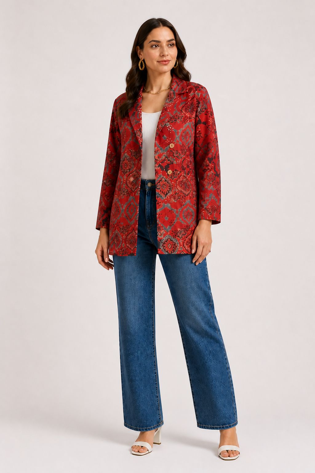 Beautiful Hakoba Ajrakh Blazer showcasing premium design - Kutch Poshak