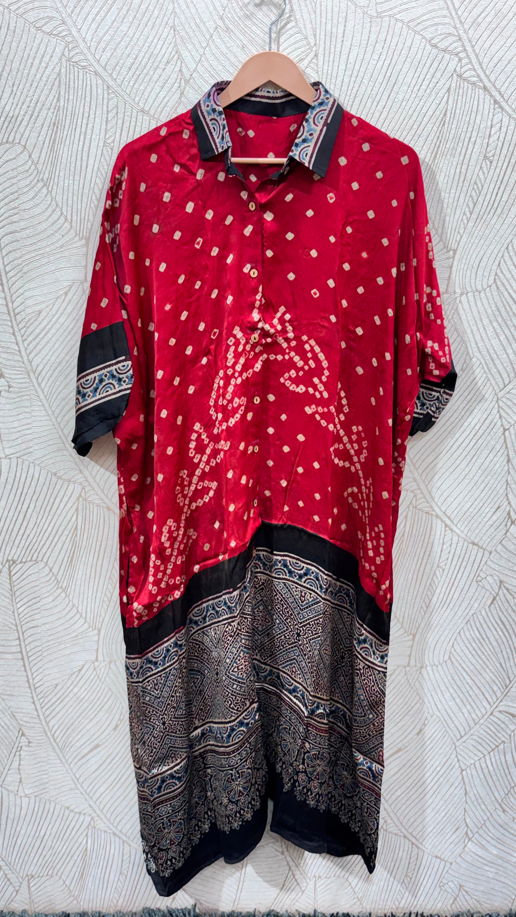Bandhej×Ajrakh Long Shirt Kaftan