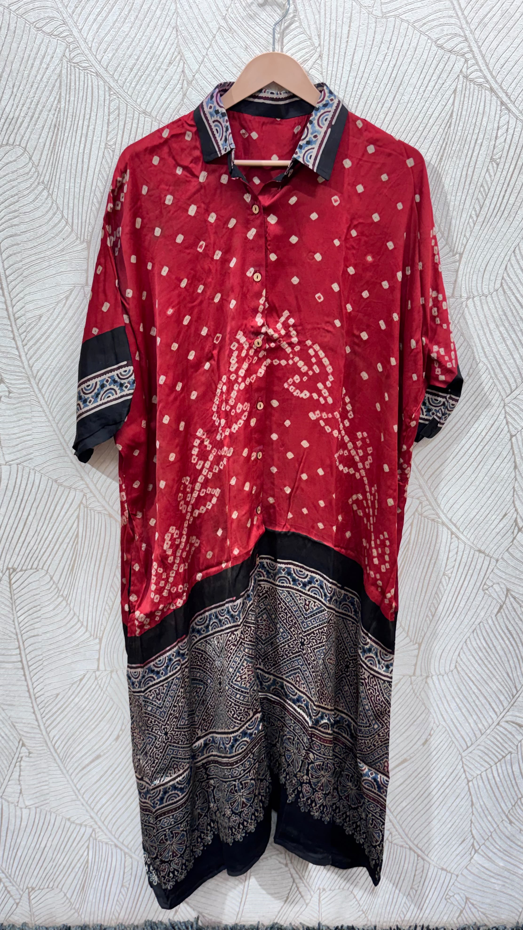Bandhej×Ajrakh Long Shirt Kaftan