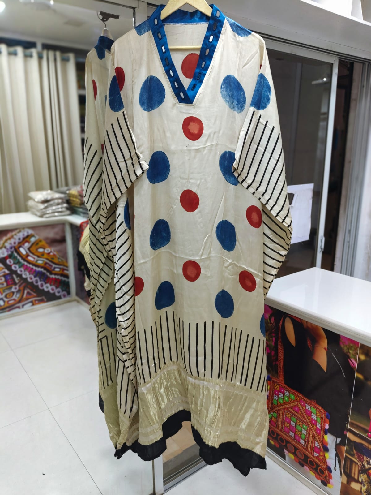 Modal Silk V-neck Kaftan Tissue border