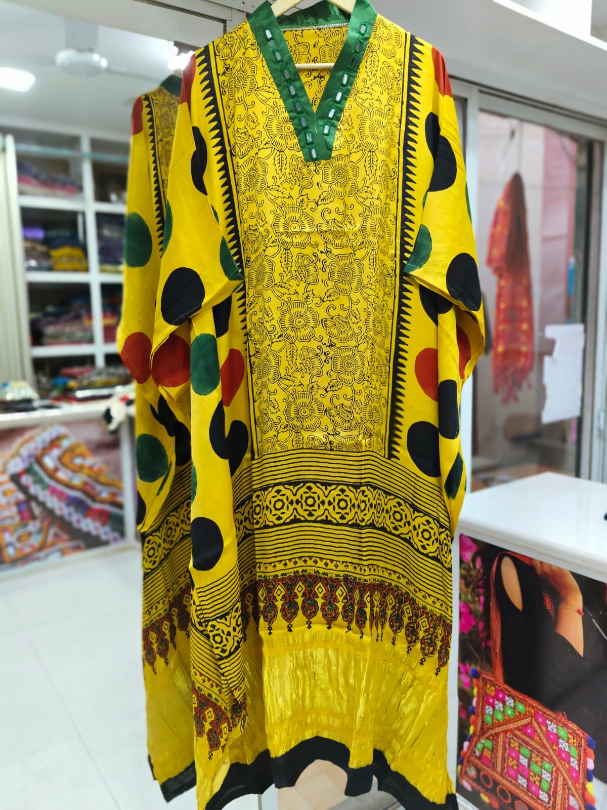 Modal Silk V-neck Kaftan Tissue border