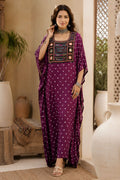 Modal Silk Bandhej Vintage patch Kaftan