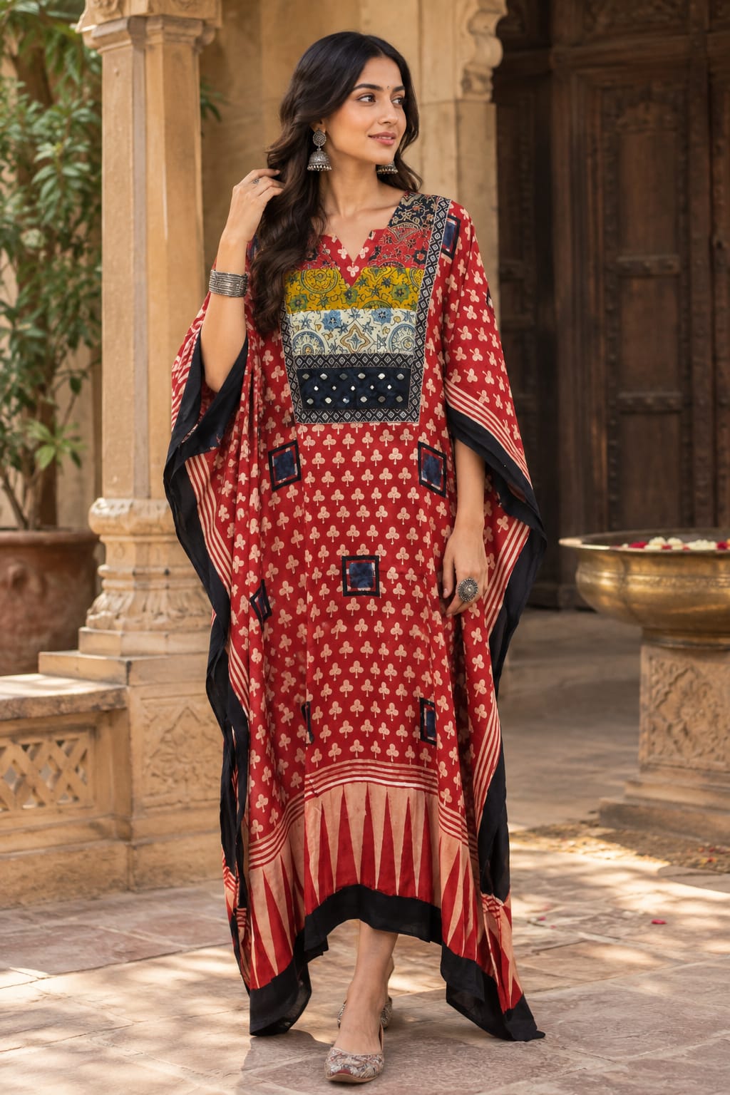 Pure Modal Silk V neck Kaftan