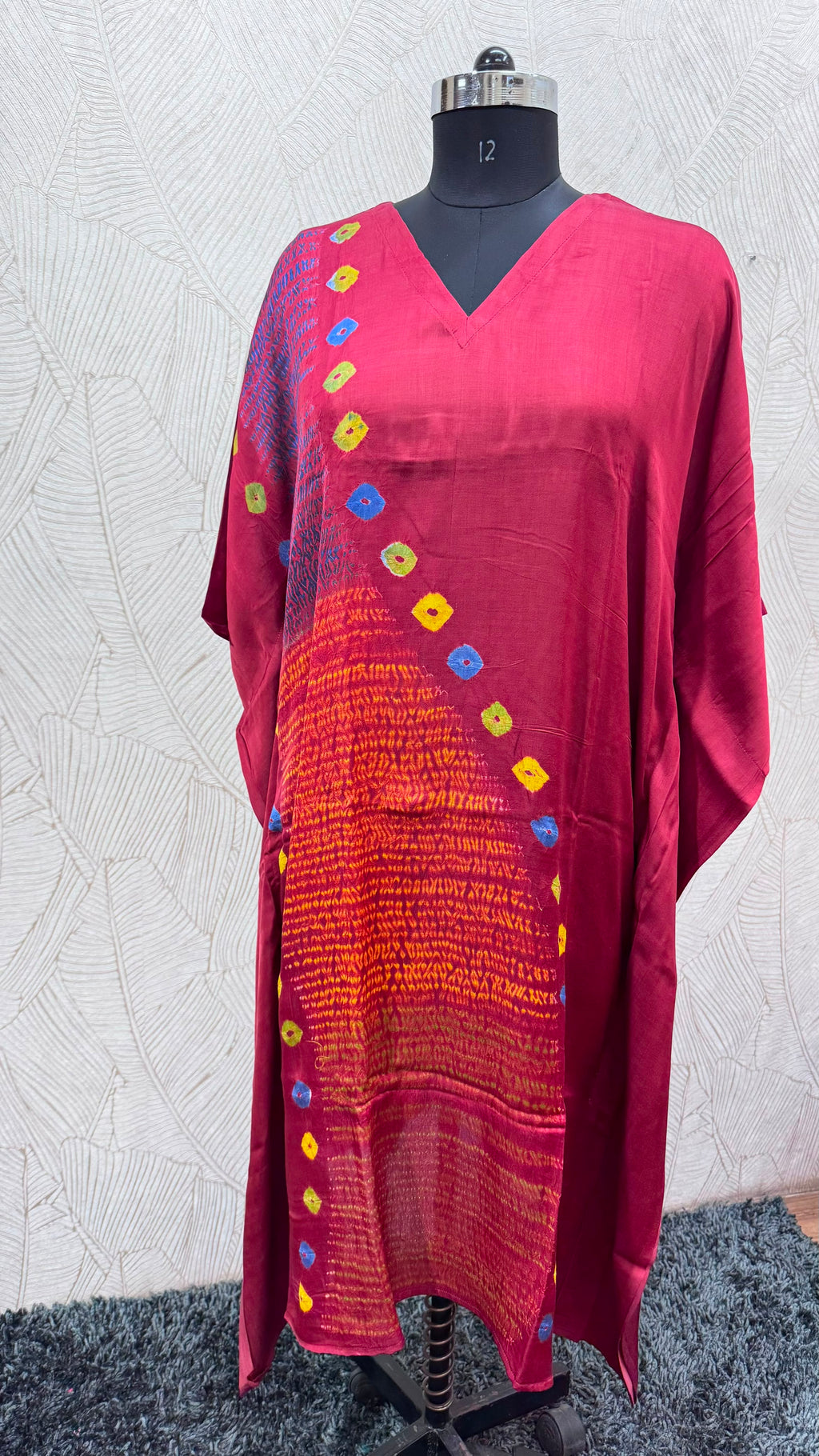 Multi Shibori V-neck Kaftan