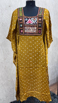 Modal Silk Bandhej Vintage patch Kaftan