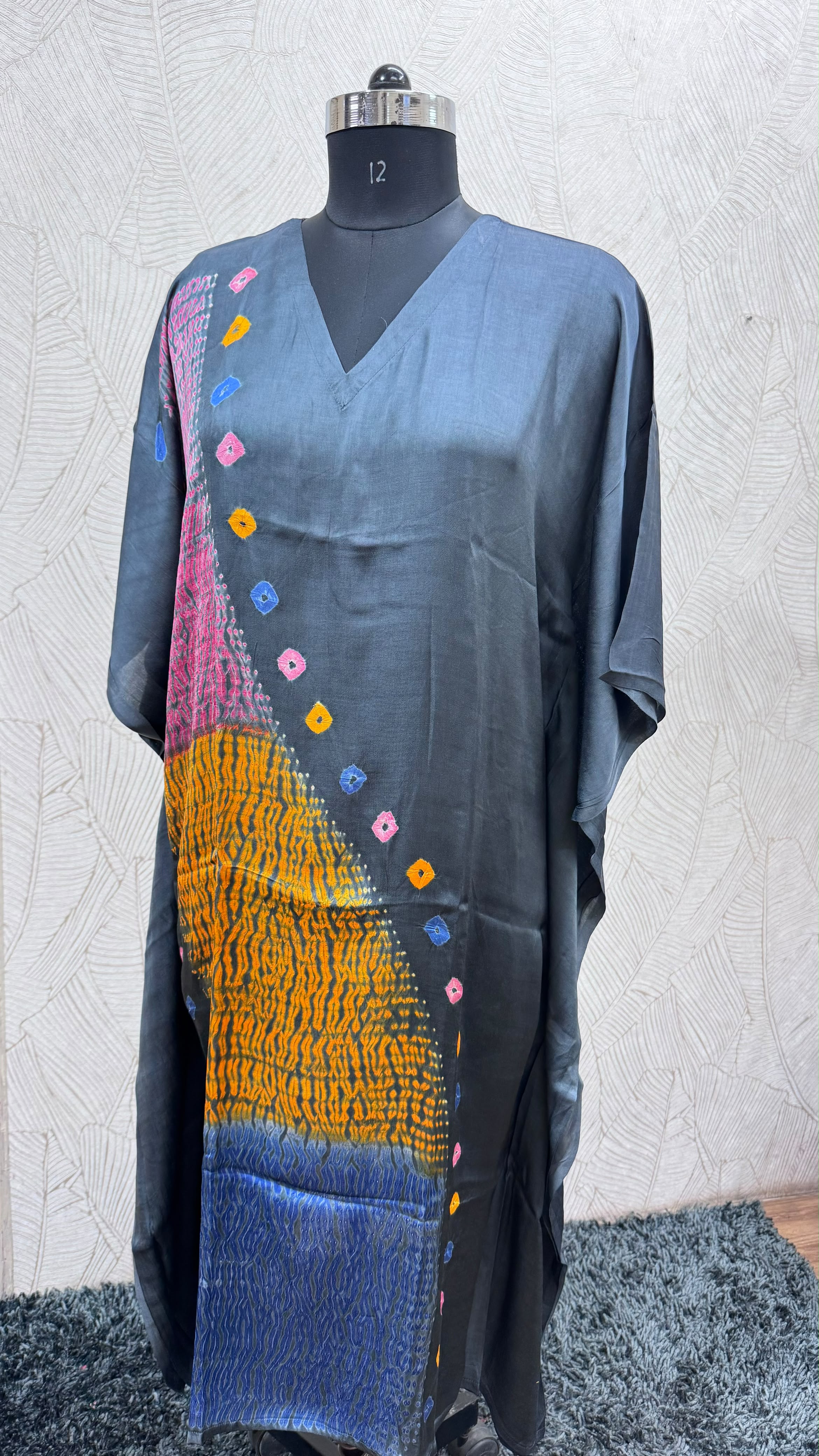 Multi Shibori V-neck Kaftan