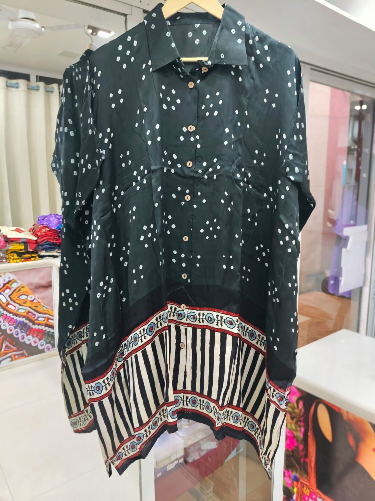 Bandhej×Ajrakh Kaftan Shirt