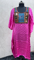 Modal Silk Bandhej Vintage patch Kaftan