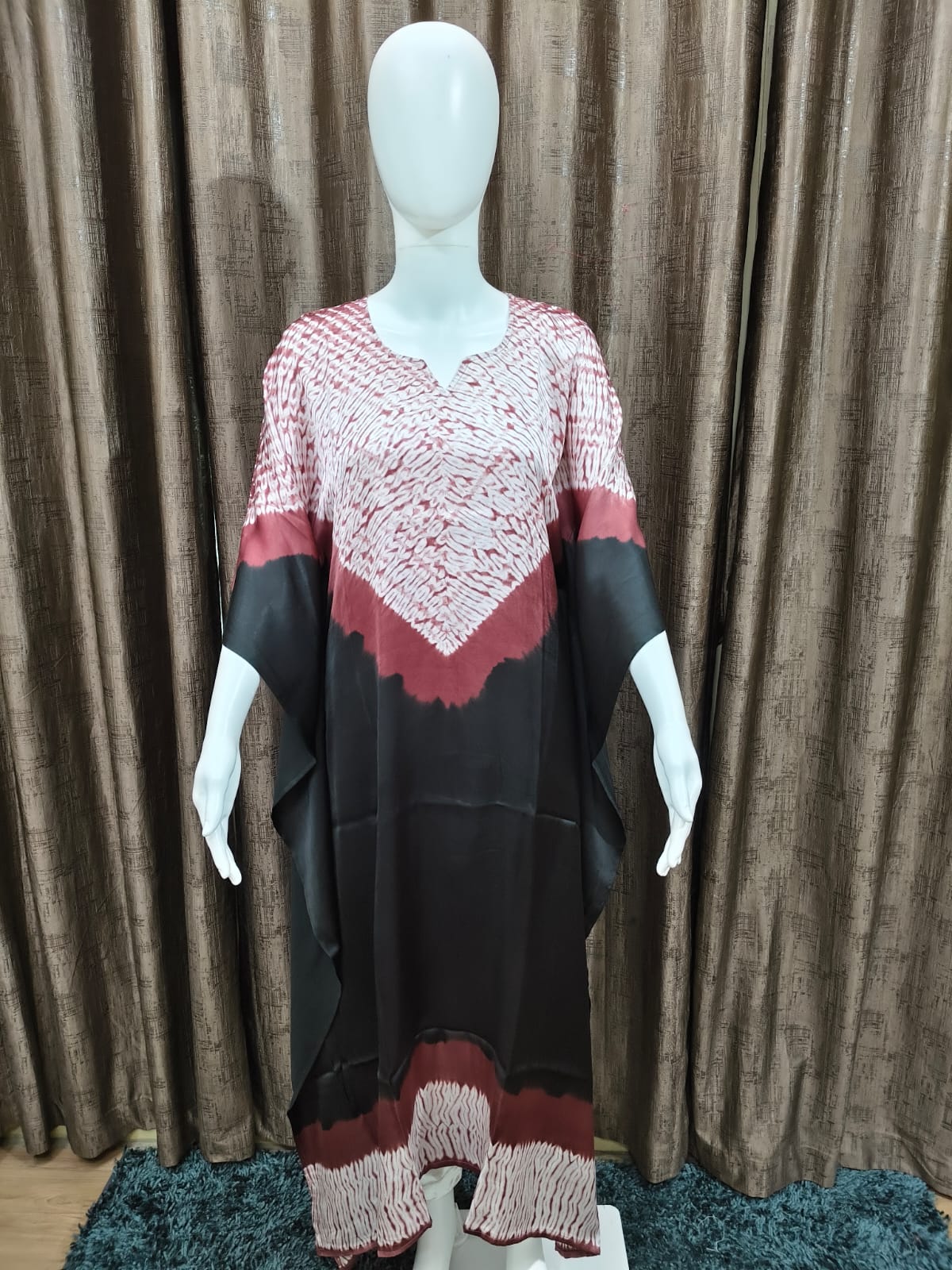 Close up of Single Shade Pure Modal Silk Stitched Shibori - Kutch Poshak