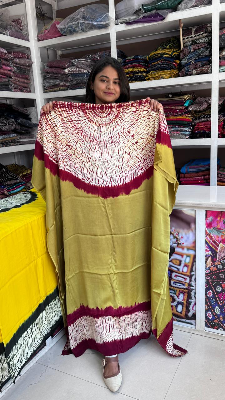 Beautiful Premium Modal Silk Unstitched Shibori Kaftan showcasing premium design - Kutch Poshak