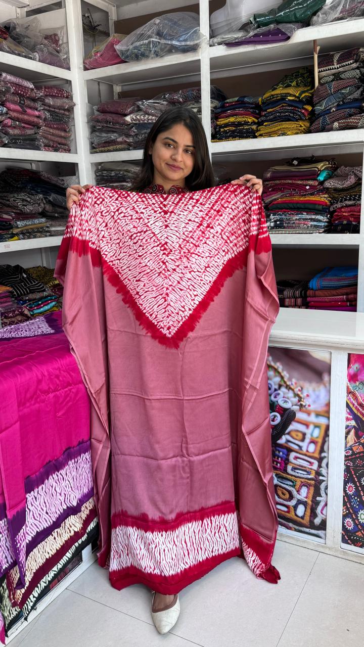 Premium Modal Silk Unstitched Shibori Kaftan by Kutch Poshak
