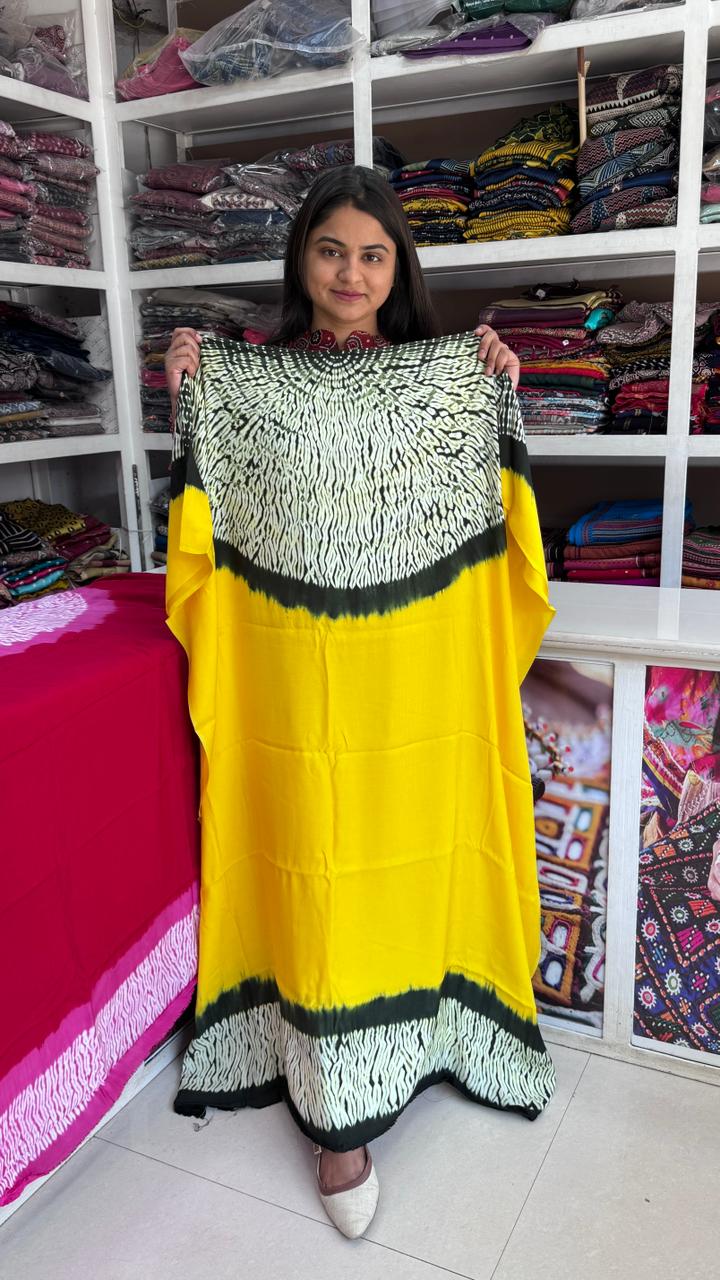 Close up of Premium Modal Silk Unstitched Shibori Kaftan - Kutch Poshak