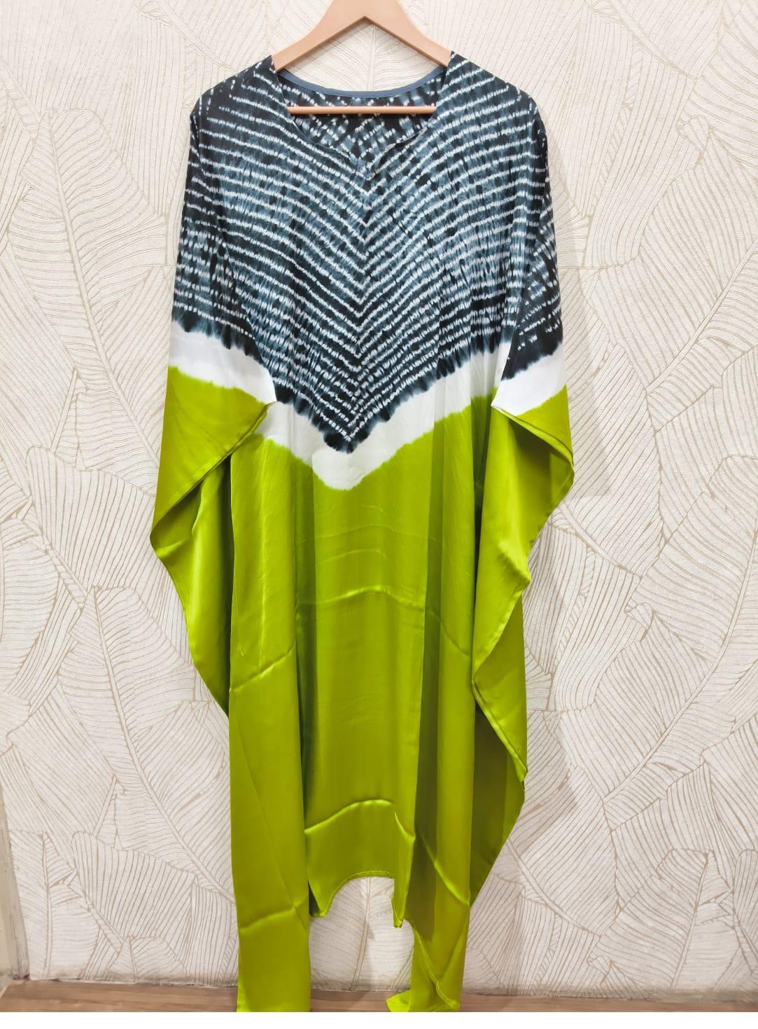 Close up of Single Shade Pure Modal Silk Stitched Shibori - Kutch Poshak