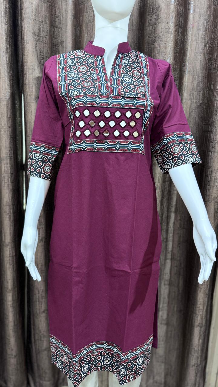 Kutch Poshak exclusive Pure Cotton Stand Collar Kurti