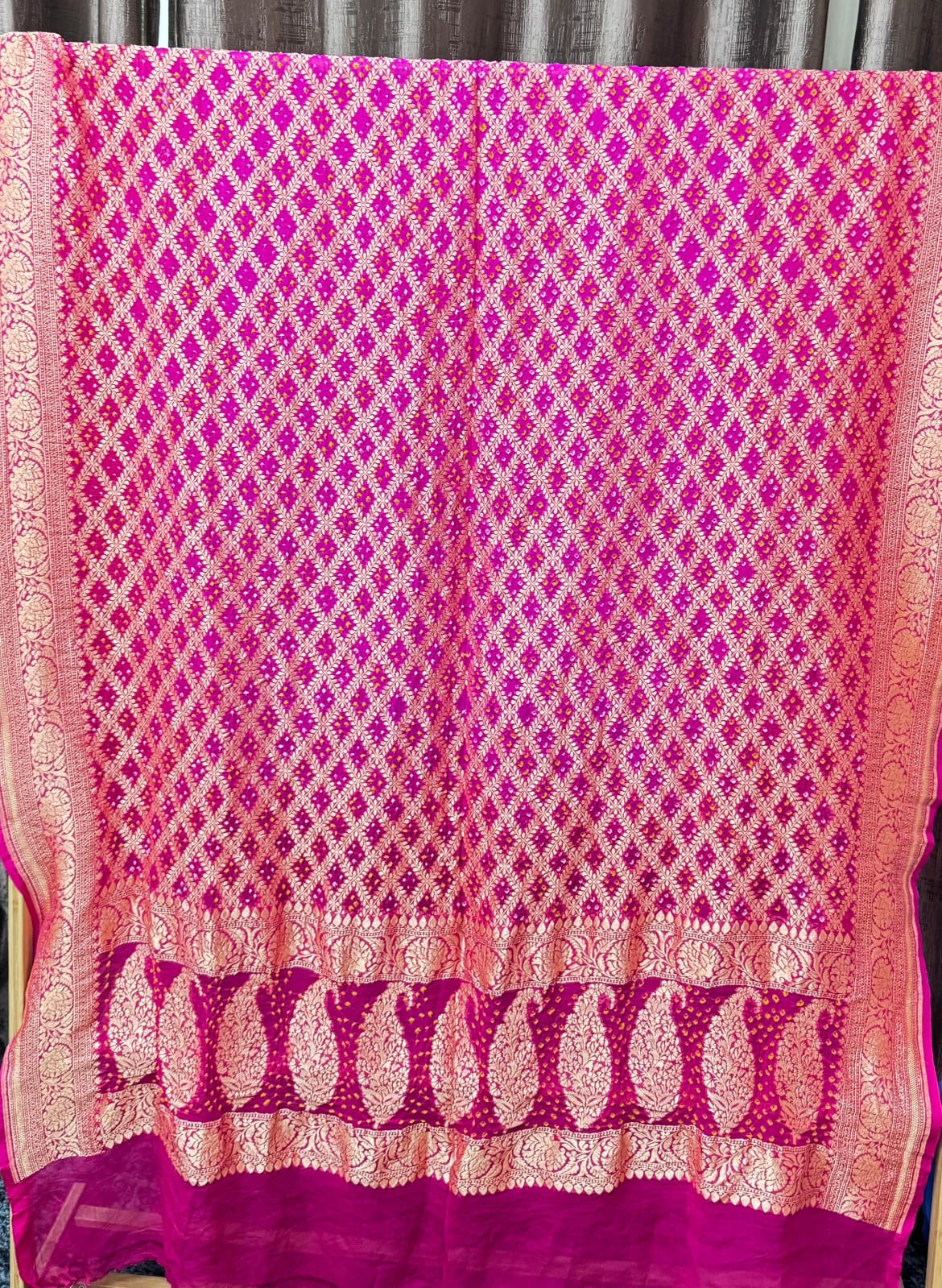 Pure Khadi Georgette Hand Bandhej Dupatta from Kutch Poshak