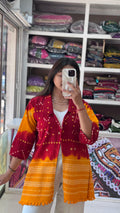Maroon Black, Black Red, Maroon Pink, Orange Red, Green White, Tie Dye Woolen Bandhani Jackets from Kutch Poshak